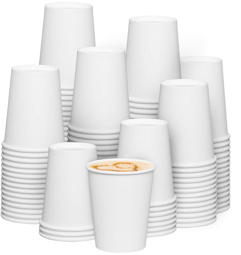GUSTO 8 oz White Paper Cups [300 Count] Disposable Coffee Cups for Hot & Cold Beverages, Sturdy Paper Drinkware for Home, Office & Events (Formerly Comfy Package) - Image 1